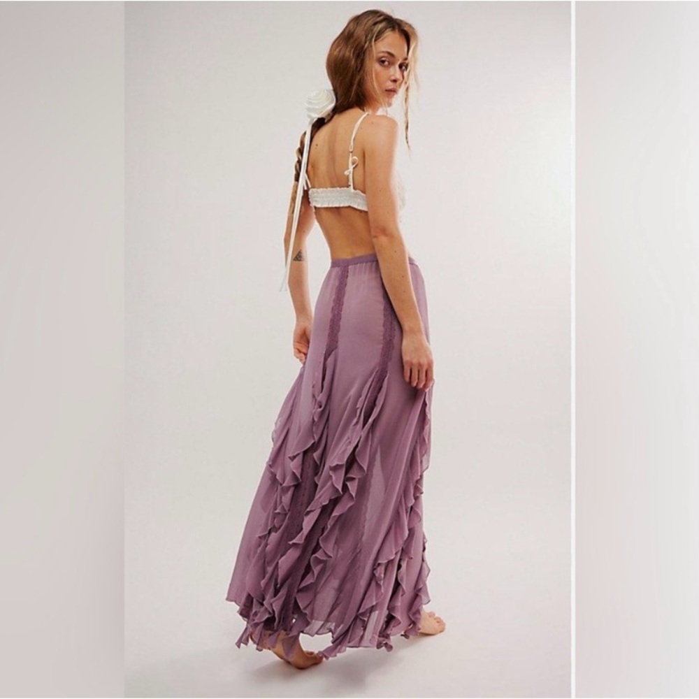 New Free People Intimately Icing On Top Maxi Skirt, Purple Sz Sm